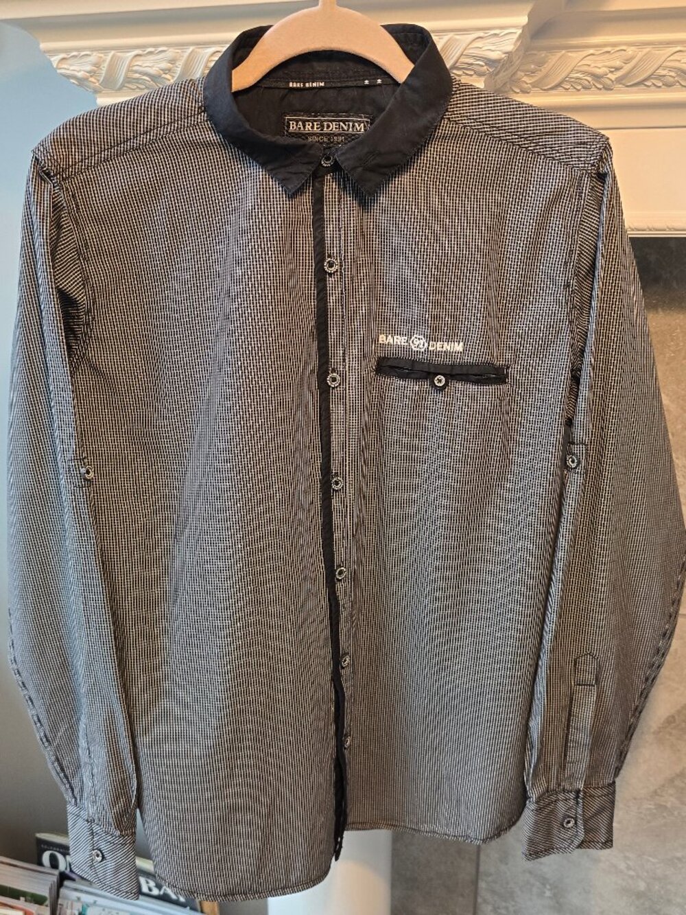 Bare Denim Limited Edition Black/White Checked Long Sleeve Shirt - Medium